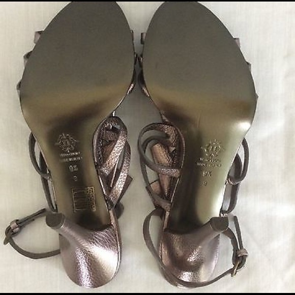 Nanette Lenore Heels Sandals Purple Leather Ruffle - Picture 8 of 8